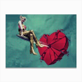 Margot Robbie As Harley Quinn In A Pixel Dots Art Style Canvas Print