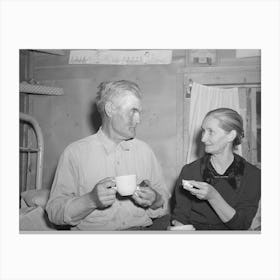 Mr, And Mrs, Besson Eating Cake And Coffee At A Forty Two Party At Their Home, Pie Town, New Mexico Canvas Print