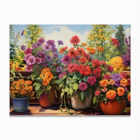 Flowers In Pots 1 Canvas Print