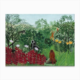 Tropical Forest With Monkeys, Henri Rousseau Canvas Print