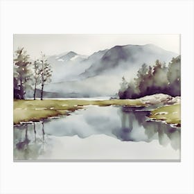 lake in the mountains, watercolour Canvas Print