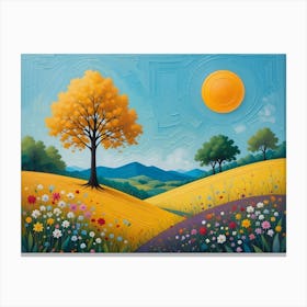 Yellow Tree In The Meadow Canvas Print