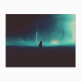 Futuristic City Skyline in Deep Fog | The Art of Solitude Canvas Print