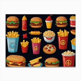 Fast Food Icons Canvas Print