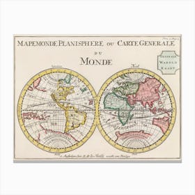 Wereldkaart Mapemonde Planisphere Ou Carte Generale Du Monde (1735) Canvas Print