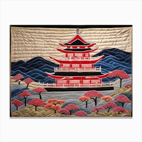 Japanese Pagoda, Japanese Quilting Inspired Art, 1500 Canvas Print