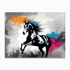 Modern Horse Art, Black Horse portrait, 112 Canvas Print
