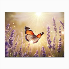 Butterfly In Lavender Field Canvas Print