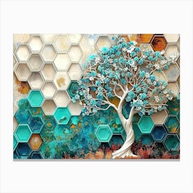 Tree With Hexagons Canvas Print