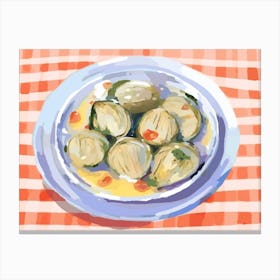 A Plate Of Artichokes, Top View Food Illustration, Landscape 1 Canvas Print