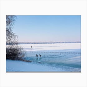 Captivating Serene Image Of A Couple Walking Along The Quiet Nature Filled Park By A Tranquil Sibe (1) Canvas Print