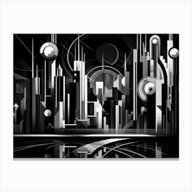 Metropolis Abstract Black And White 2 Canvas Print