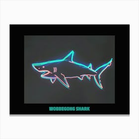 Neon Aqua Wobbegong Shark 5 Poster Canvas Print