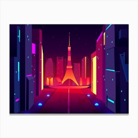 Synthwave Neon City - Tokyo [synthwave/vaporwave/cyberpunk] — aesthetic poster, retrowave poster, neon poster Canvas Print