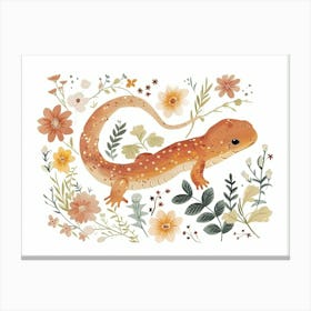 Little Floral Newt Canvas Print