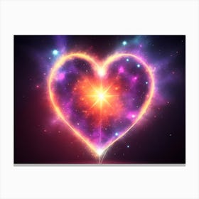 A Colorful Glowing Heart On A Dark Background Horizontal Composition 6 Canvas Print