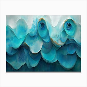 3d Art with Blues, Turquoise, And Grays in A Gray Light Background Canvas Print