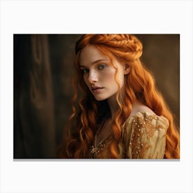 Young Woman With Long Red Hair Canvas Print
