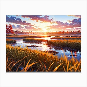 Sunset In The Marsh Canvas Print