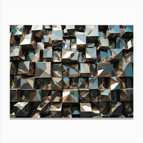 Metallic Gold Cubes With Textured Surfaces Arranged In A Grid Pattern, Creating A Luxurious And Modern Background Canvas Print