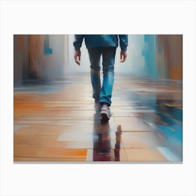 Abstract Man Walking Down The Street Canvas Print