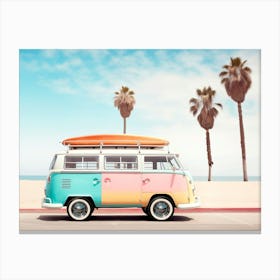 California Dreaming - VW Van on the Beach Canvas Print