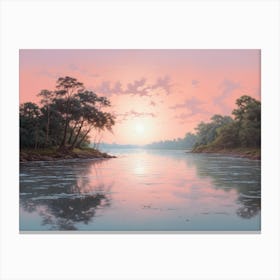 Sunset Over The River 1 Canvas Print