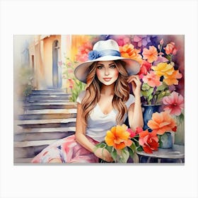 Girl Among Flowers 9 Canvas Print