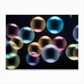 Abstract Bubbles On A Black Background Canvas Print