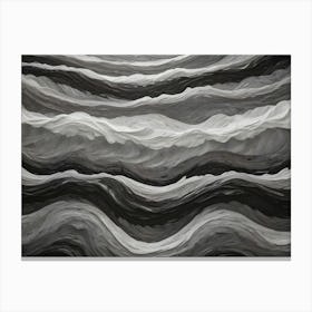 Abstract Image Of A Series Of Undulating, Wavy Lines In Shades Of Black, White, And Gray, Creating A Textured And Abstract Pattern Canvas Print