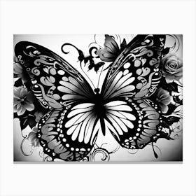 Black And White Butterfly 5 Canvas Print