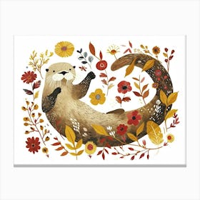 Little Floral Sea Otter 1 Canvas Print