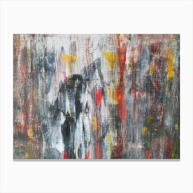 Abstract Painting, Acrylic On Canvas, Red Color Canvas Print