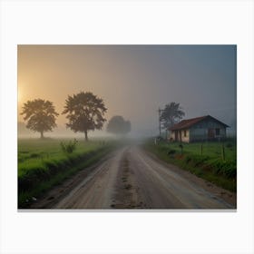 Sunrise On A Dirt Road Canvas Print