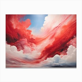 Abstract Painting Merging Into A 3d Overlay Featuring A Surreal Sky With Vibrant Clouds Painted In Canvas Print