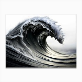 Black And White Ocean Wave Canvas Print