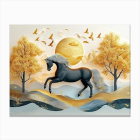 3d Horse Landscape Canvas Print