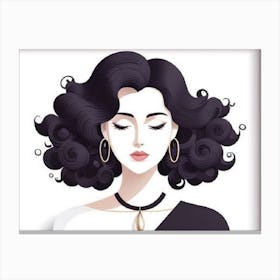 Portrait Of A Woman With Curly Hair 1 Canvas Print