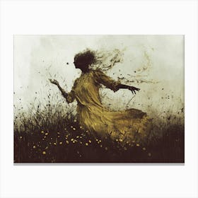 Woman In A Field Canvas Print