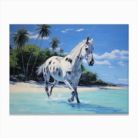 A Horse Oil Painting In Bora Bora French, Polynesia, Landscape 2 Canvas Print