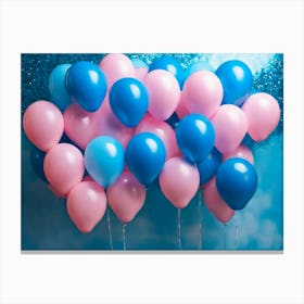 Pink And Blue Balloons gender reveal Canvas Print