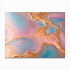 Abstract Image Of Swirling, Fluid Shapes In Shades Of Pink, Blue, And Gold, Creating A Mesmerizing And Organic Effect Canvas Print