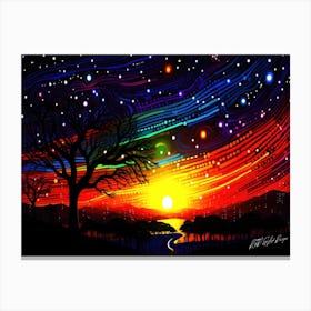 Bright Northern Lights - Starry Sky Canvas Print