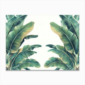 Tropical Seamless Border With Beautiful Palm, Banana Leaves 1 Canvas Print