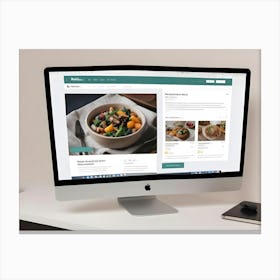 A Computer Screen Displaying A Website With A Food Delivery Service, Showcasing A Variety Of Dishes, Representing Online Ordering, Convenience, And Food Culture Canvas Print