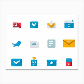 Business Communication Icons Flat Design Minimalistic For Web And Applications Include Envelope (4) Canvas Print