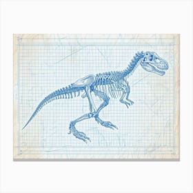 Deinonychus Skeleton Hand Drawn Blueprint 2 Canvas Print