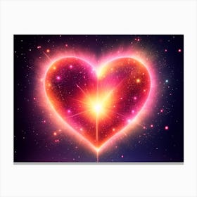 A Colorful Glowing Heart On A Dark Background Horizontal Composition 27 Canvas Print