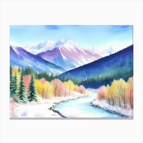 Snowy Mountain Range in Wintertime Canvas Print