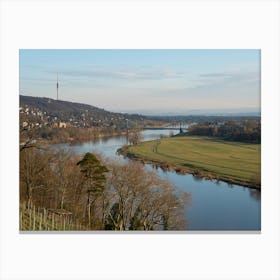 Elbe river and trees in Dresden Canvas Print
